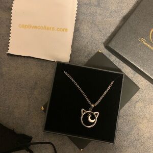 Silver Crescent Pendant Necklace